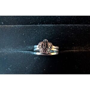 Size 6.5‎ Crown Three Band Sterling Silver 925 Ring - Free Size